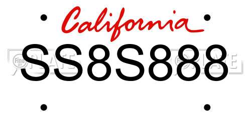 SS8S888 California License Plate