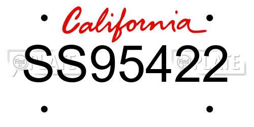 SS95422 California License Plate