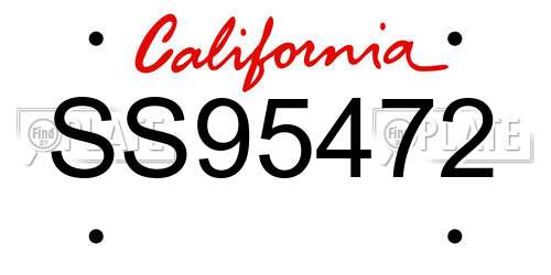 SS95472 California License Plate