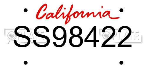 SS98422 California License Plate