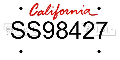 SS98427 California License Plate