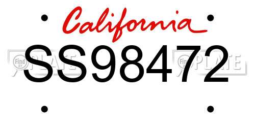 SS98472 California License Plate