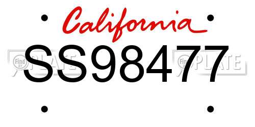 SS98477 California License Plate