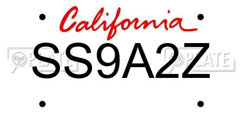 SS9A2Z California License Plate