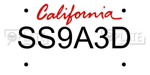 SS9A3D California License Plate