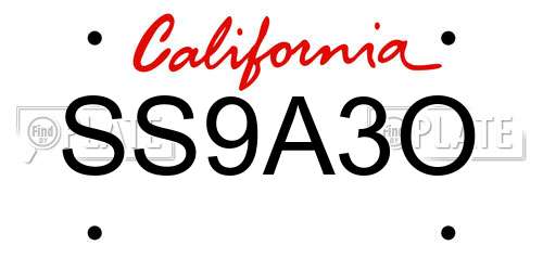 SS9A3O California License Plate