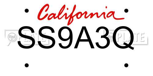 SS9A3Q California License Plate