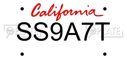 SS9A7T California License Plate