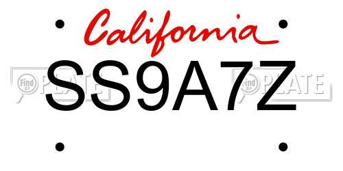 SS9A7Z California License Plate