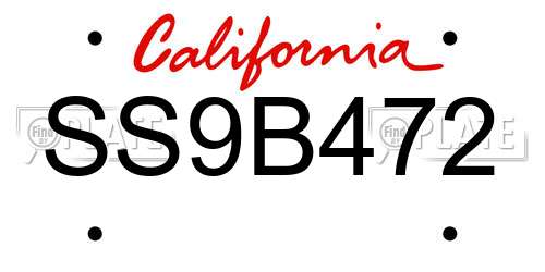 SS9B472 California License Plate
