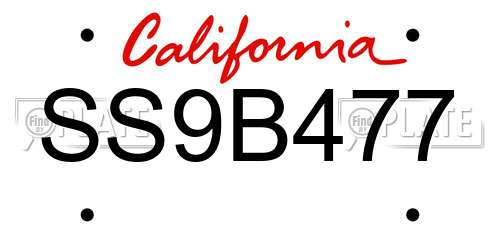 SS9B477 California License Plate