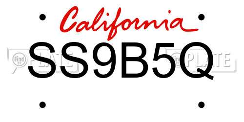 SS9B5Q California License Plate