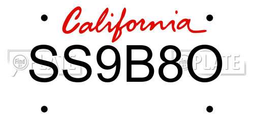 SS9B8O California License Plate