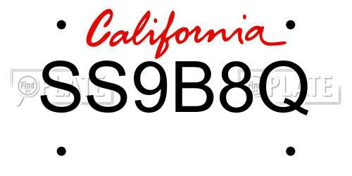 SS9B8Q California License Plate