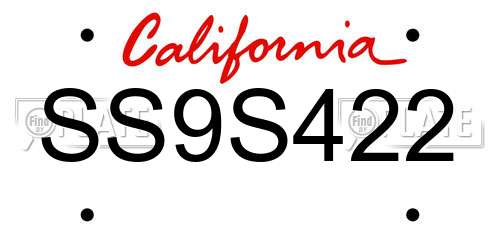 SS9S422 California License Plate