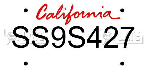 SS9S427 California License Plate