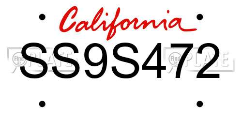 SS9S472 California License Plate