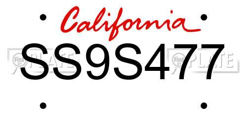 SS9S477 California License Plate