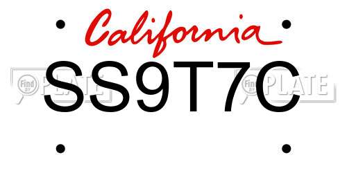 SS9T7C California License Plate