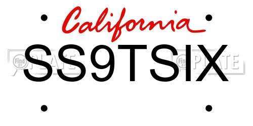 SS9TSIX California License Plate