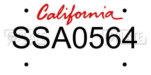 SSA0564 California License Plate