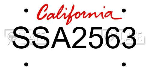 SSA2563 California License Plate