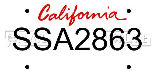 SSA2863 California License Plate
