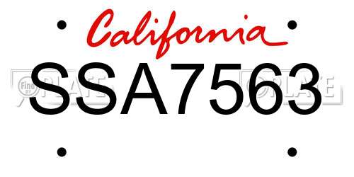 SSA7563 California License Plate