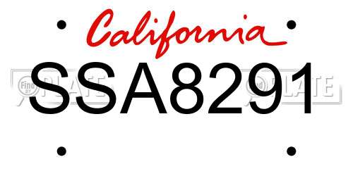 SSA8291 California License Plate