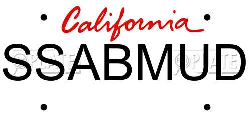 SSABMUD California License Plate