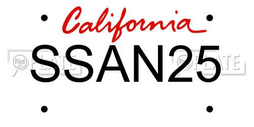 SSAN25 California License Plate