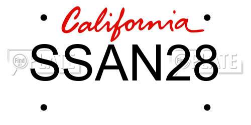 SSAN28 California License Plate