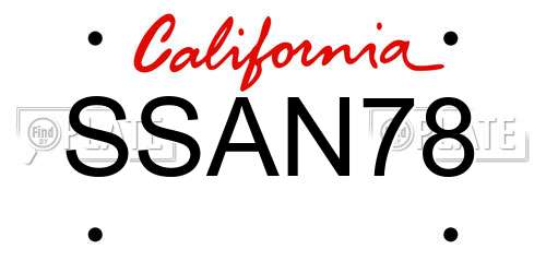 SSAN78 California License Plate