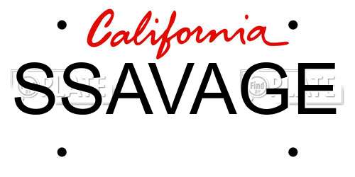 SSAVAGE California License Plate