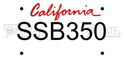 SSB350 California License Plate