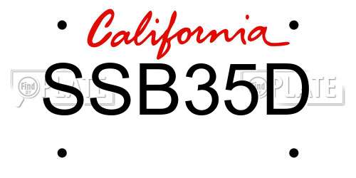 SSB35D California License Plate