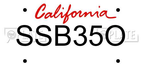 SSB35O California License Plate