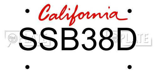SSB38D California License Plate