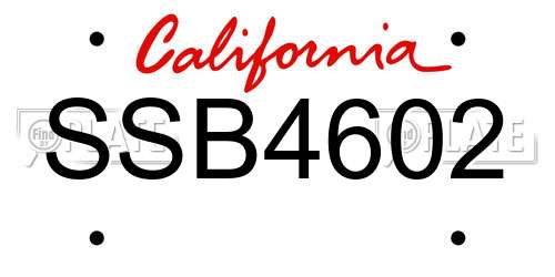 SSB4602 California License Plate