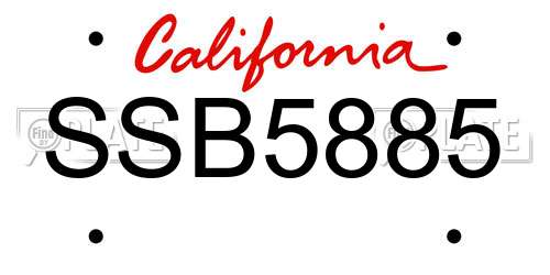 SSB5885 California License Plate
