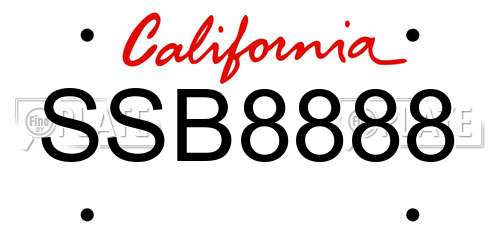 SSB8888 California License Plate