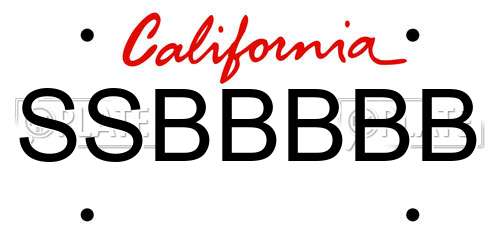 SSBBBBB California License Plate