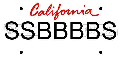 SSBBBBS California License Plate