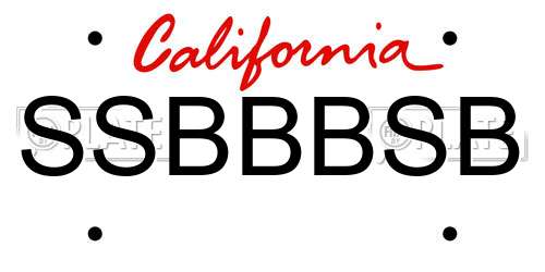 SSBBBSB California License Plate