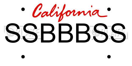 SSBBBSS California License Plate