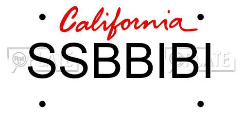 SSBBIBI California License Plate