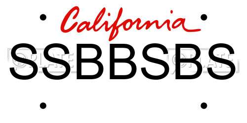 SSBBSBS California License Plate