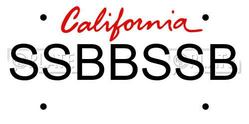 SSBBSSB California License Plate