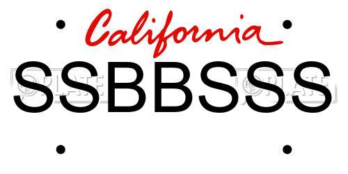 SSBBSSS California License Plate