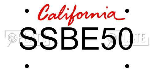SSBE50 California License Plate